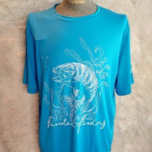 Bassdash Men's Blue Fishing Crew Neck Short Sleeves T-Shir 2XL